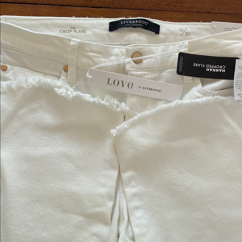 Liverpool NWT Cream Frayed Hannah Crop Bone White Jeans 10 30